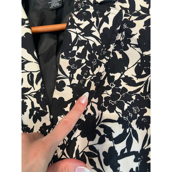 Apostrophe Blazer Jacket One Button Stretch Black & White Floral Size 4 JL - Picture 10 of 12